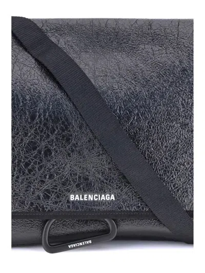 Balenciaga Textured Finish Shoulder Bag With Adjustable Strap In Neutral