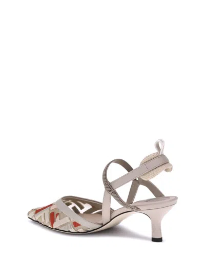 Fendi Mesh Pointed Toe Pumps With Ff Embroidery