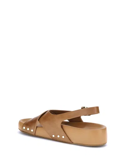 Chloé Calfskin Strappy Sandals Gold Studs