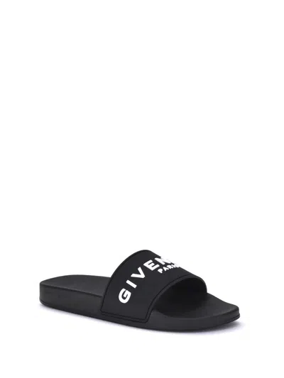 Givenchy Black Logo Embossed Slides