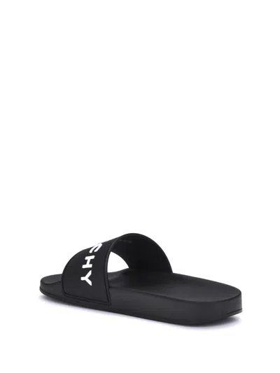 Givenchy Black Logo Embossed Slides