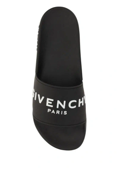 Givenchy Black Logo Embossed Slides