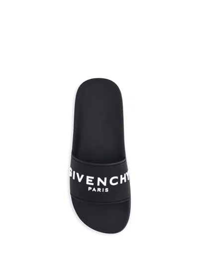 Givenchy Black Logo Embossed Slides
