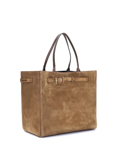 Tom Ford Suede Rectangular Shoulder Bag With Belt