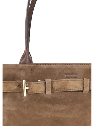 Tom Ford Suede Rectangular Shoulder Bag With Belt