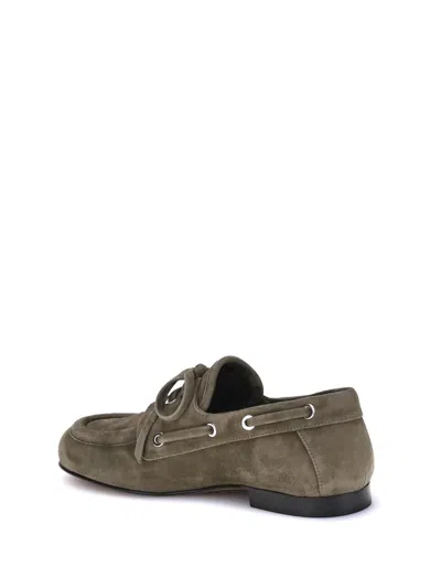 Proenza Schouler Suede Deck Loafers In Green