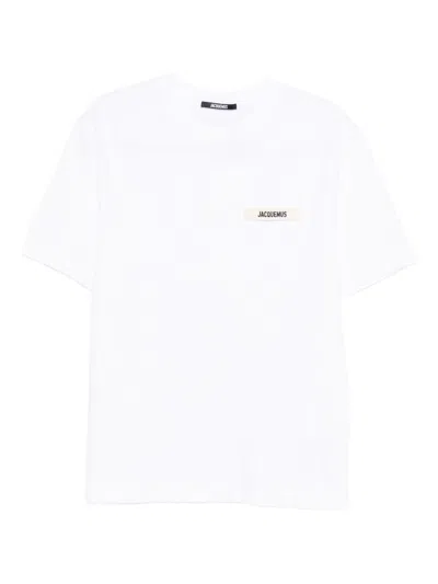 Jacquemus 'le T-shirt Gros Grain' White T-shirt With Logo Patch On The Front In White