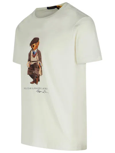 Polo Ralph Lauren White Polo Bear Custom Slim-fit T-shirt In Neutral
