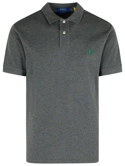 Polo Ralph Lauren Cotton Polo Shirt With Short Sleeves And Collar In Gray