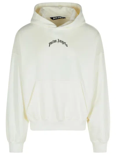 Palm Angels Cotton Hooded Sweatshirt Kangaroo Pocket In White