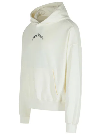 Palm Angels Cotton Hooded Sweatshirt Kangaroo Pocket In White