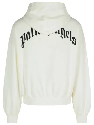 Palm Angels Cotton Hooded Sweatshirt Kangaroo Pocket In White