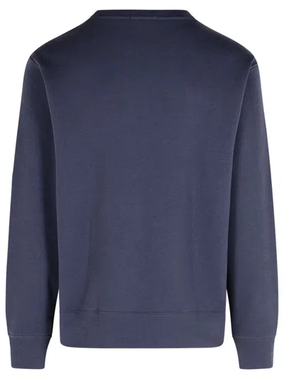 Polo Ralph Lauren Navy Blue Cotton Blend Sweatshirt With Iconic Bear Logo In Blue