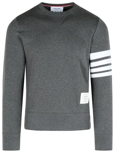Thom Browne '4 Bar' Dark Grey Cotton Sweatshirt In Gray