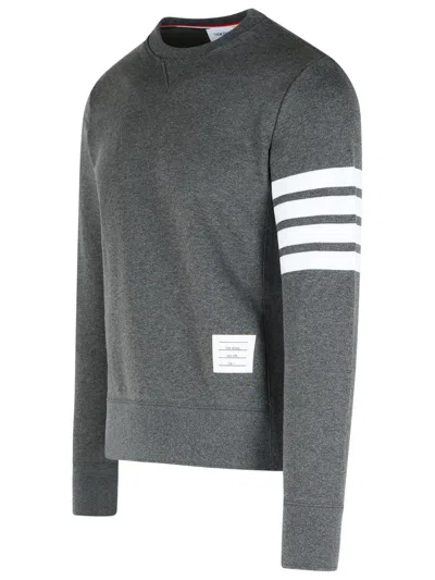 Thom Browne '4 Bar' Dark Grey Cotton Sweatshirt In Gray
