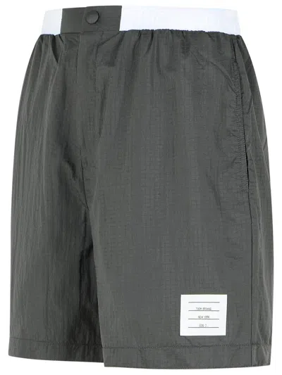 Thom Browne Bermuda Shorts With Button Detail And Elastic Waistband