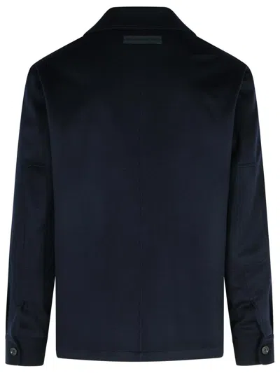 Zegna Oasi Night Blue Cashmere Shirt In Blue