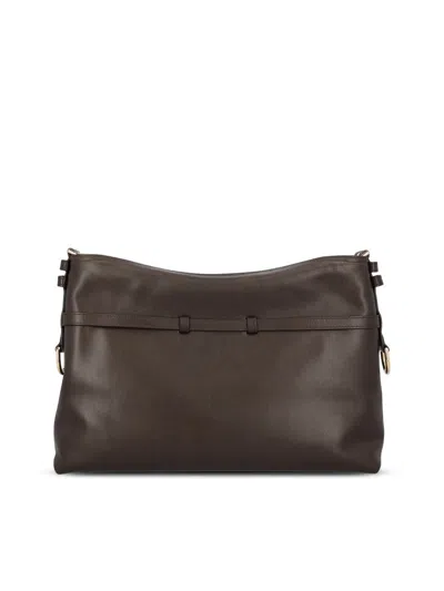 Givenchy Medium Voyou Calfskin Shoulder Bag With Buckle Fastening In Brown