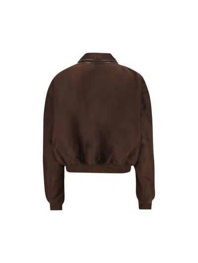 Givenchy Cropped Flap Pocket Jackets With High Collar In Brown