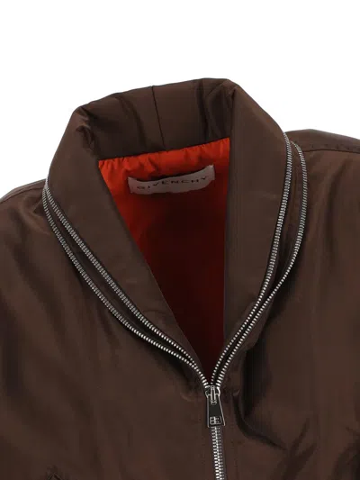 Givenchy Cropped Flap Pocket Jackets With High Collar In Brown
