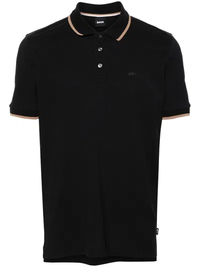 Hugo Boss Contrast Trim Parlay Polo Shirt In Black