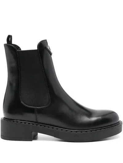 Prada Chocolate Calfskin Chelsea Ankle Boots In Neutral
