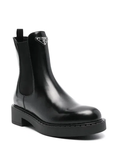 Prada Chocolate Calfskin Chelsea Ankle Boots In Neutral