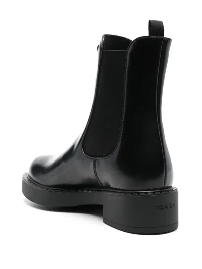 Prada Chocolate Calfskin Chelsea Ankle Boots In Neutral