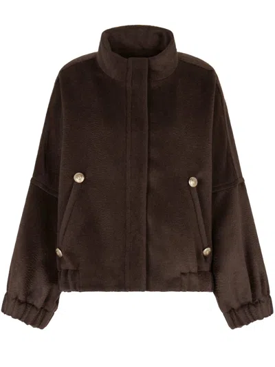 Giorgio Armani Alpaca And Wool Pea Coat In Brown