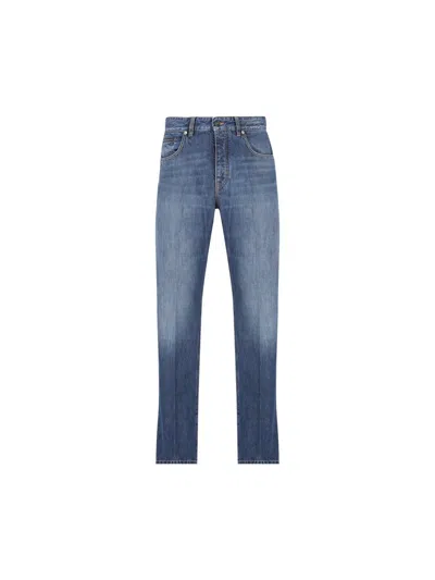 Givenchy Blue Five-pocket Jeans With Logo Patch On The Back In Denim Man In Blue