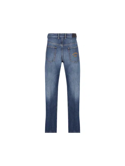 Givenchy Blue Five-pocket Jeans With Logo Patch On The Back In Denim Man In Blue