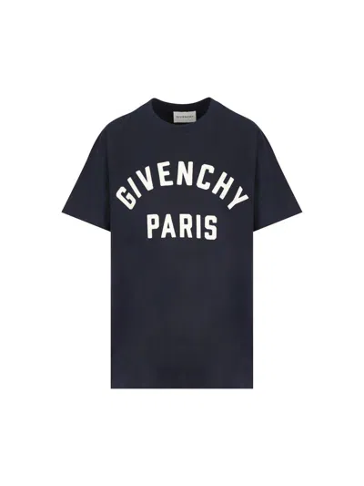 Givenchy Navy Blue Cotton Oversize T-shirt In Blue