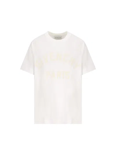 Givenchy Paris Logo Zigzag Stitching T-shirt In White
