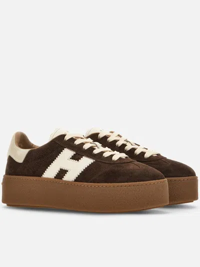 Hogan Suede Platform Sole Sneakers In Brown