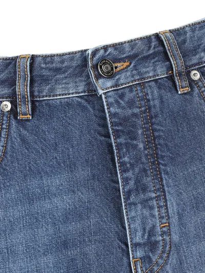 Givenchy Blue Five-pocket Jeans With Logo Patch On The Back In Denim Man In Blue