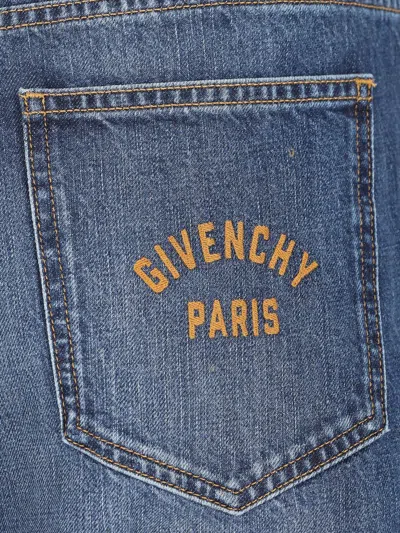 Givenchy Blue Five-pocket Jeans With Logo Patch On The Back In Denim Man In Blue