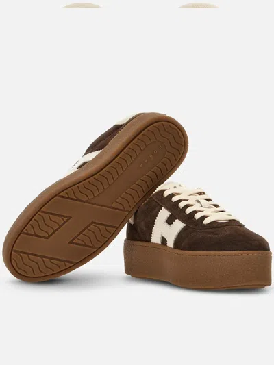 Hogan Suede Platform Sole Sneakers In Brown
