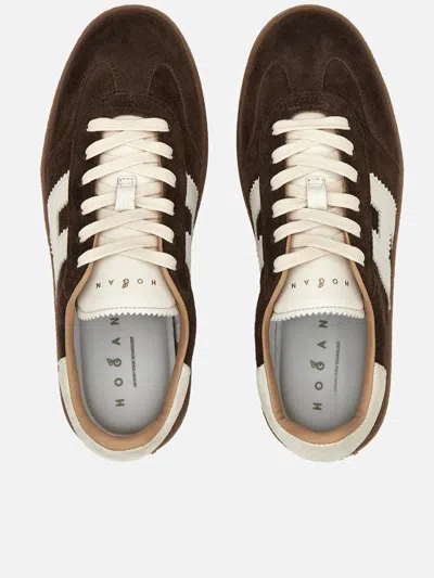 Hogan Suede Platform Sole Sneakers In Brown