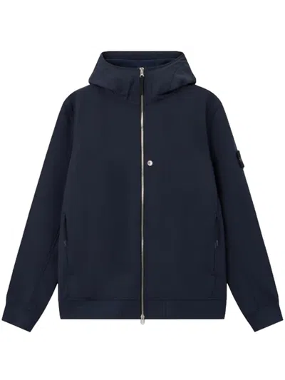 Stone Island Men Soft Shell-r Technology Logo Jacket In Blue