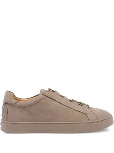 Tod's Round Toe Low-top Rubber Sole Sneakers In Brown