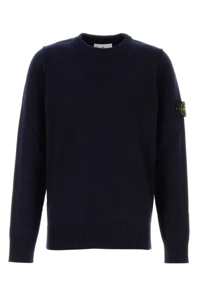 Stone Island Lightweight Wool Crew Neck Pullover In Blue