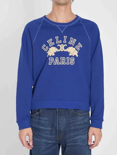 Celine Slim-fit Logo-print Cotton-jersey Sweatshirt In Multi