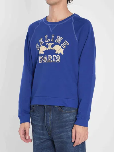 Celine Slim-fit Logo-print Cotton-jersey Sweatshirt In Multi