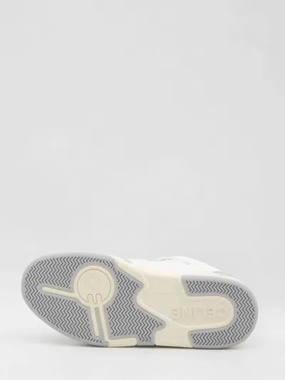 Celine Trainer Ct-09 Low Lace-up Sneaker In Calfskin And Mesh In White