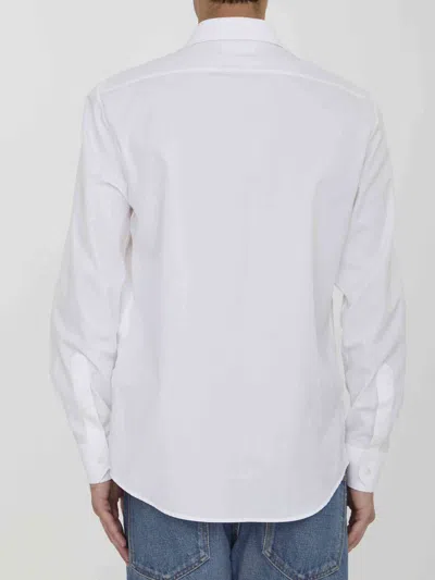 Celine White Cotton Poplin Shirt With Pointed Collar In White