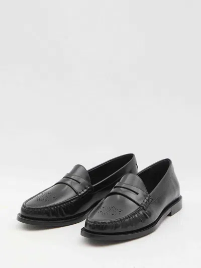 Celine Men Leather Loafers In Black