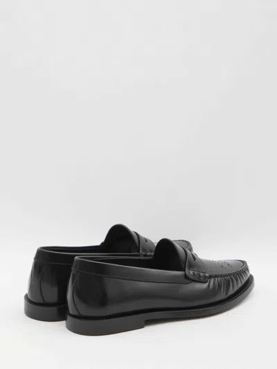 Celine Men Leather Loafers In Black