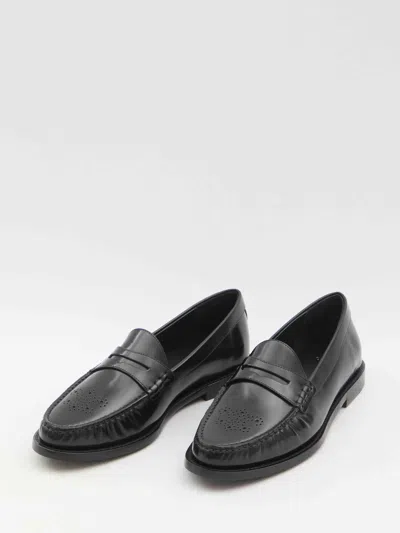 Celine Men Leather Loafers In Black