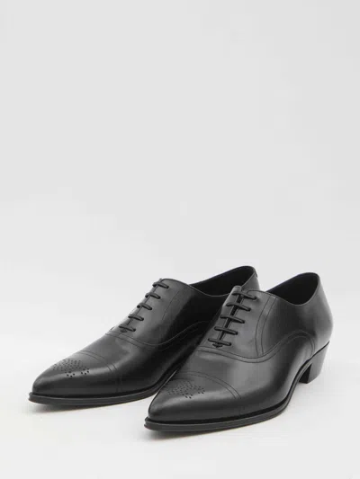 Celine Men Cadillac Oxford Leather Lace-up Shoe In Black