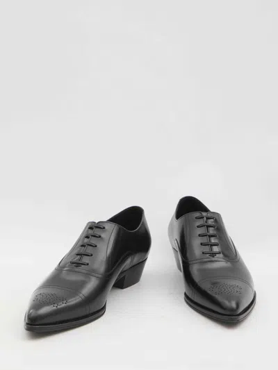 Celine Men Cadillac Oxford Leather Lace-up Shoe In Black